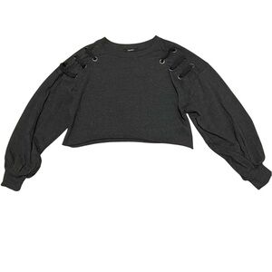 Forever 21 Gray Long Sleeve Grommet Shirt
